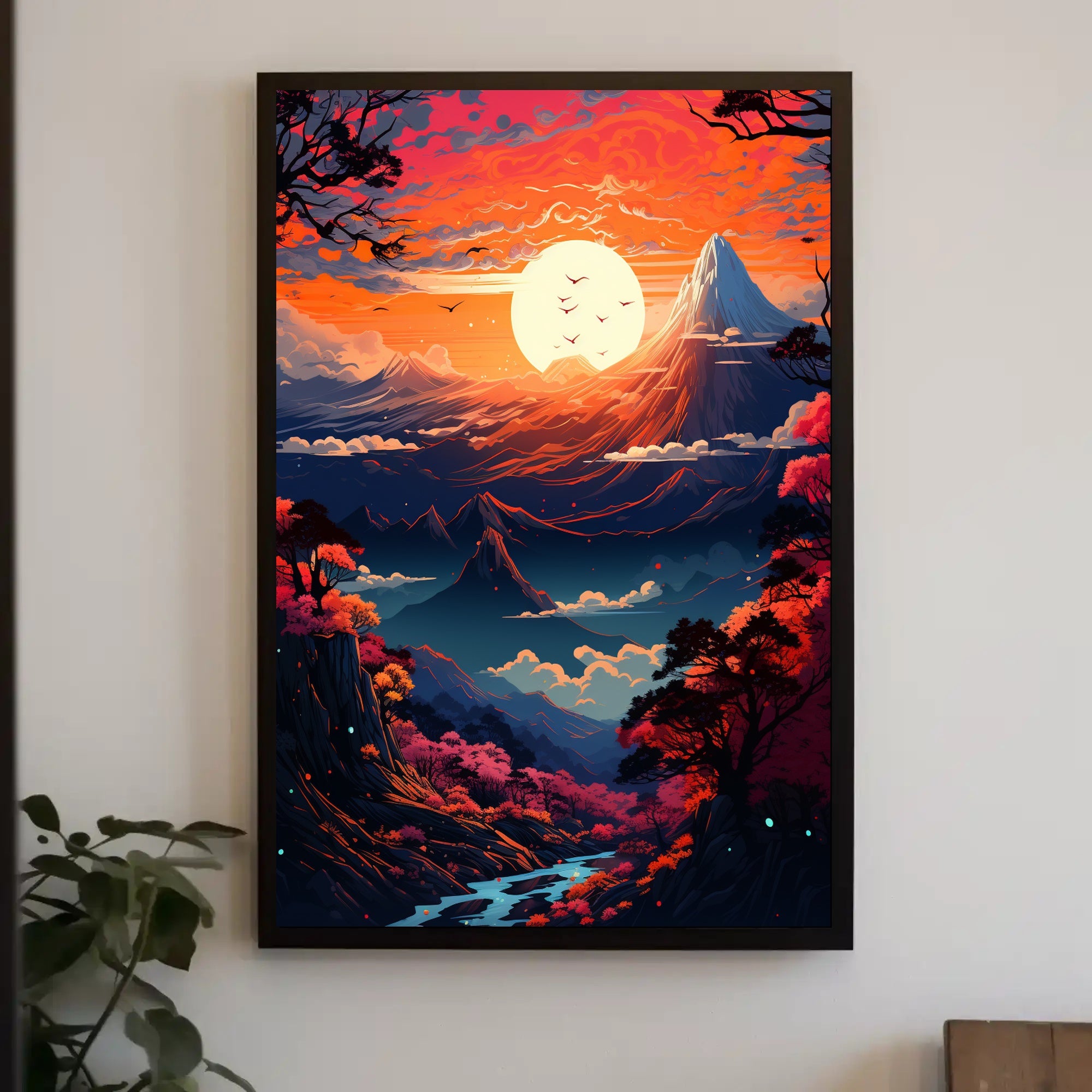 Enchanted Sunset Over Mountains Poster