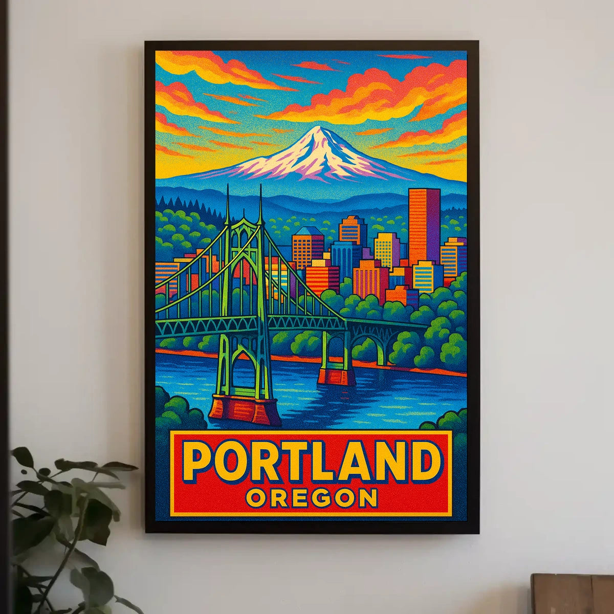 Portland, Oregon Vibrant Cityscape Poster