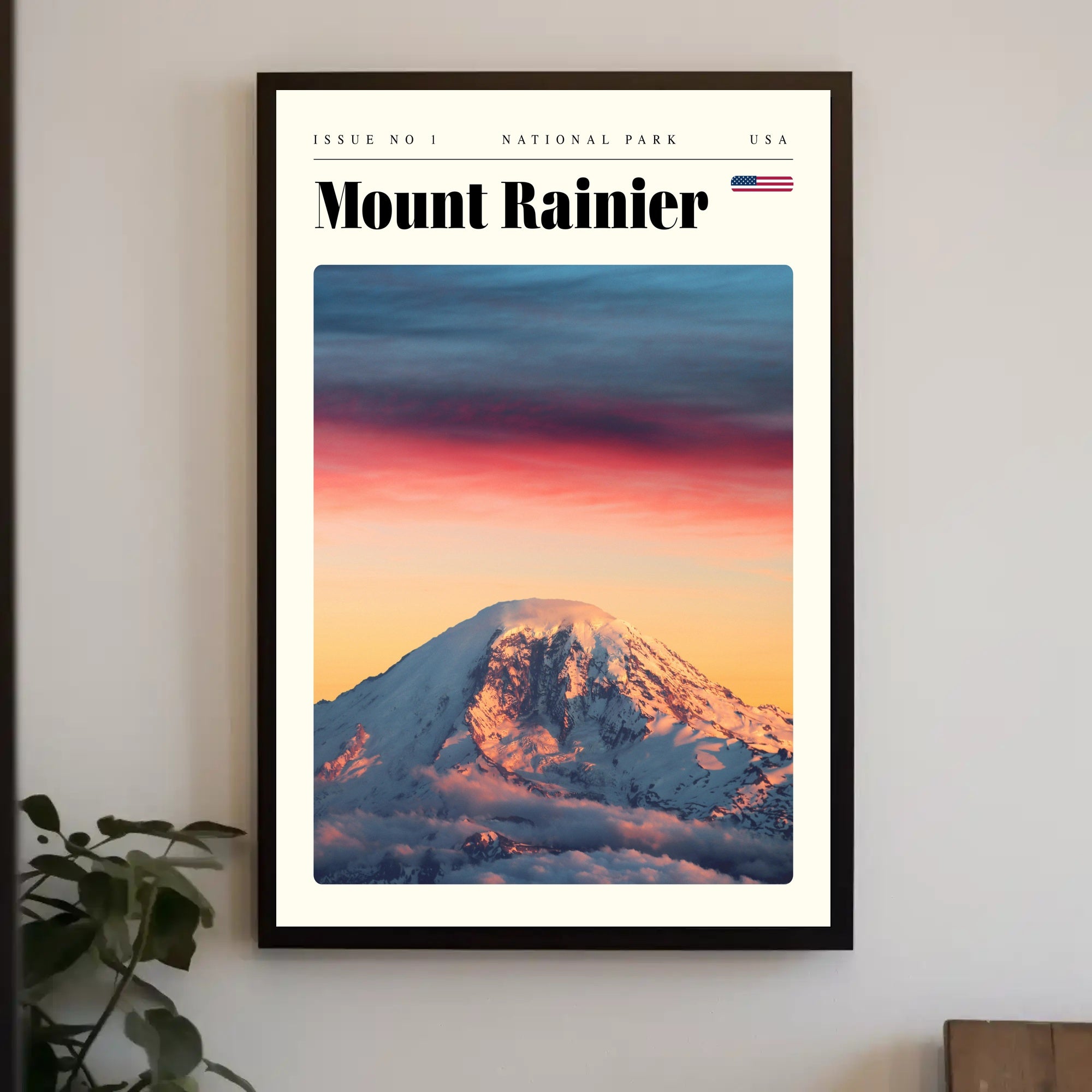 Mount Rainier Scenic Poster Vintage Travel Print
