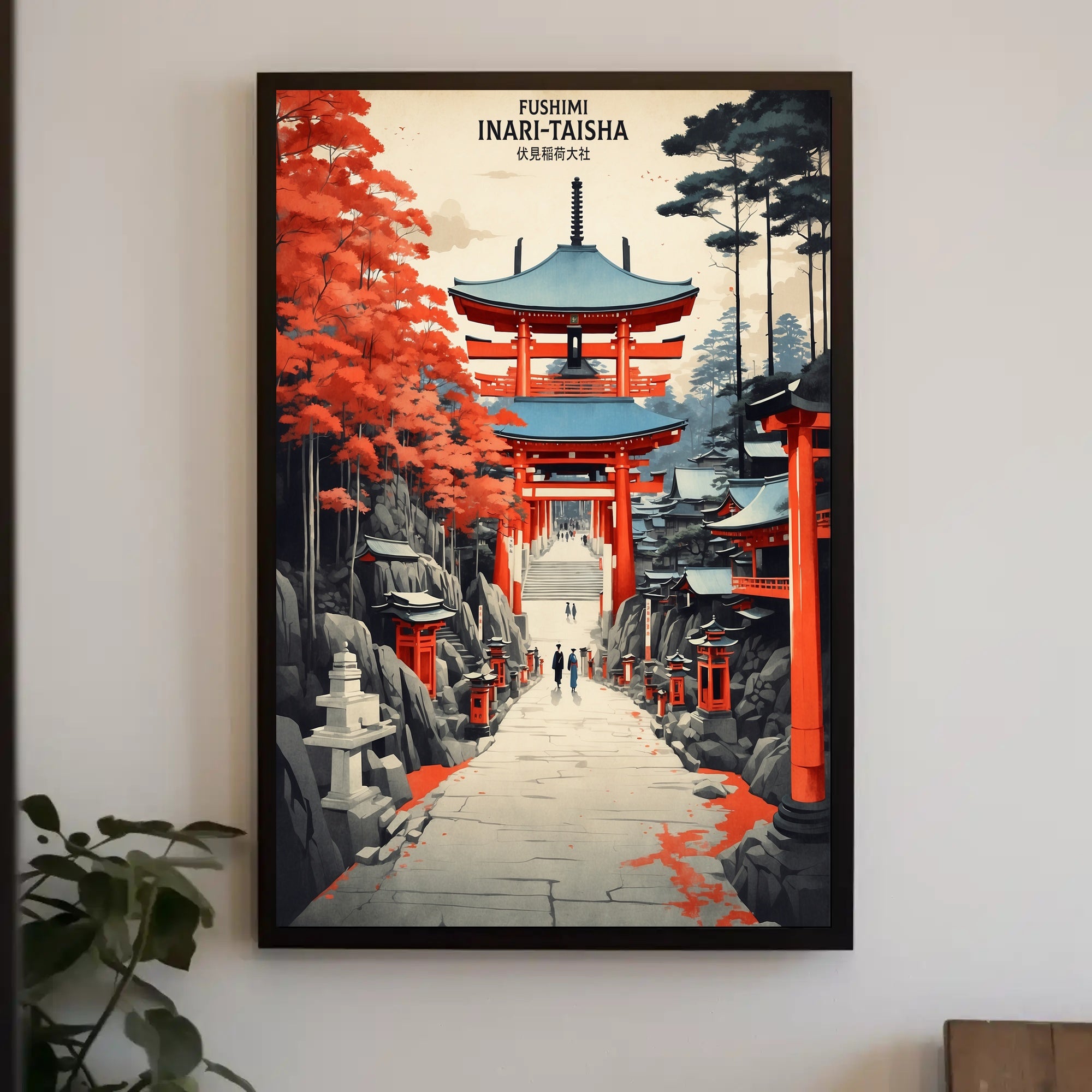 Fushimi Inari Shrine Illustration: Japanese Travel Poster
