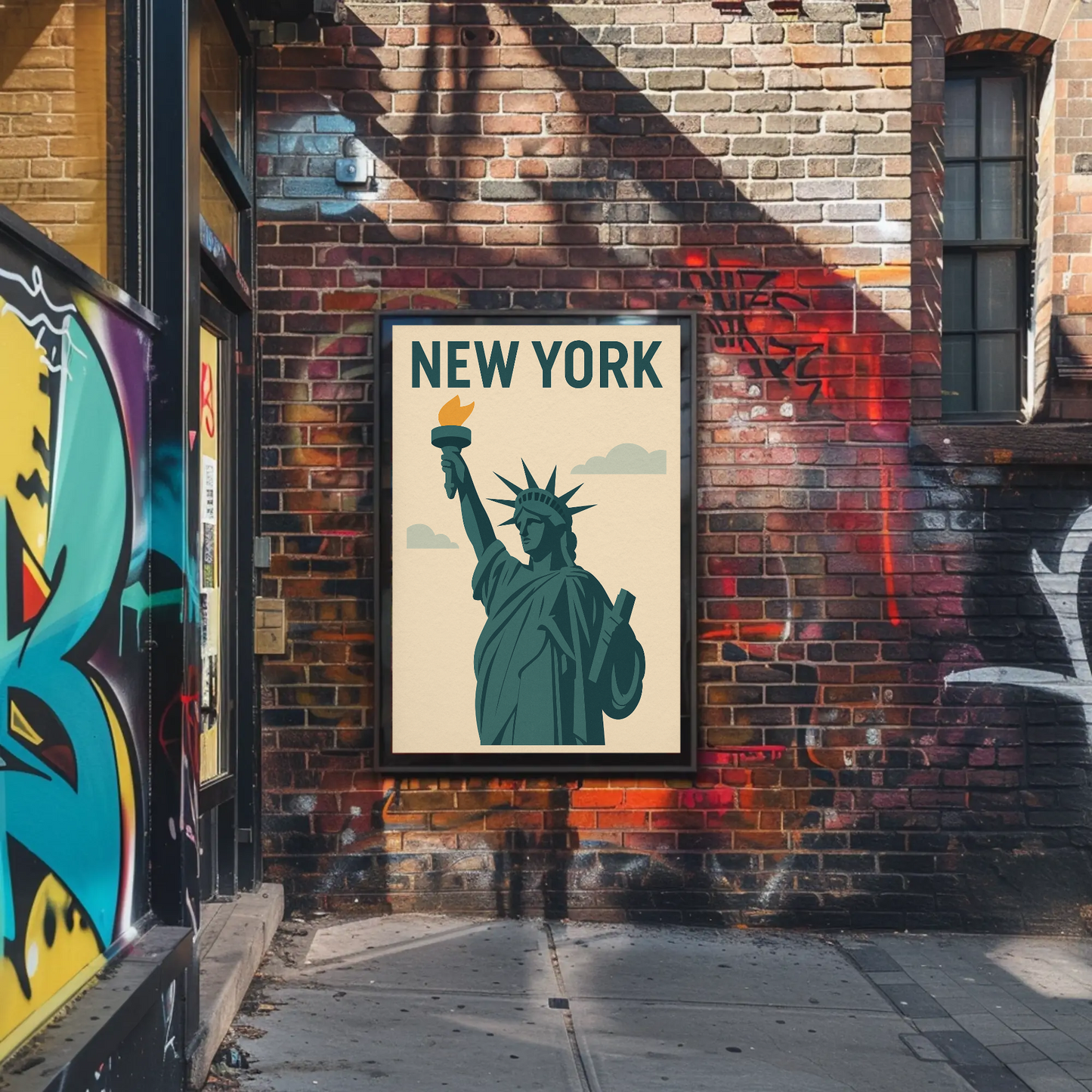 New York Liberty Statue Icon Poster Vintage Travel Poster