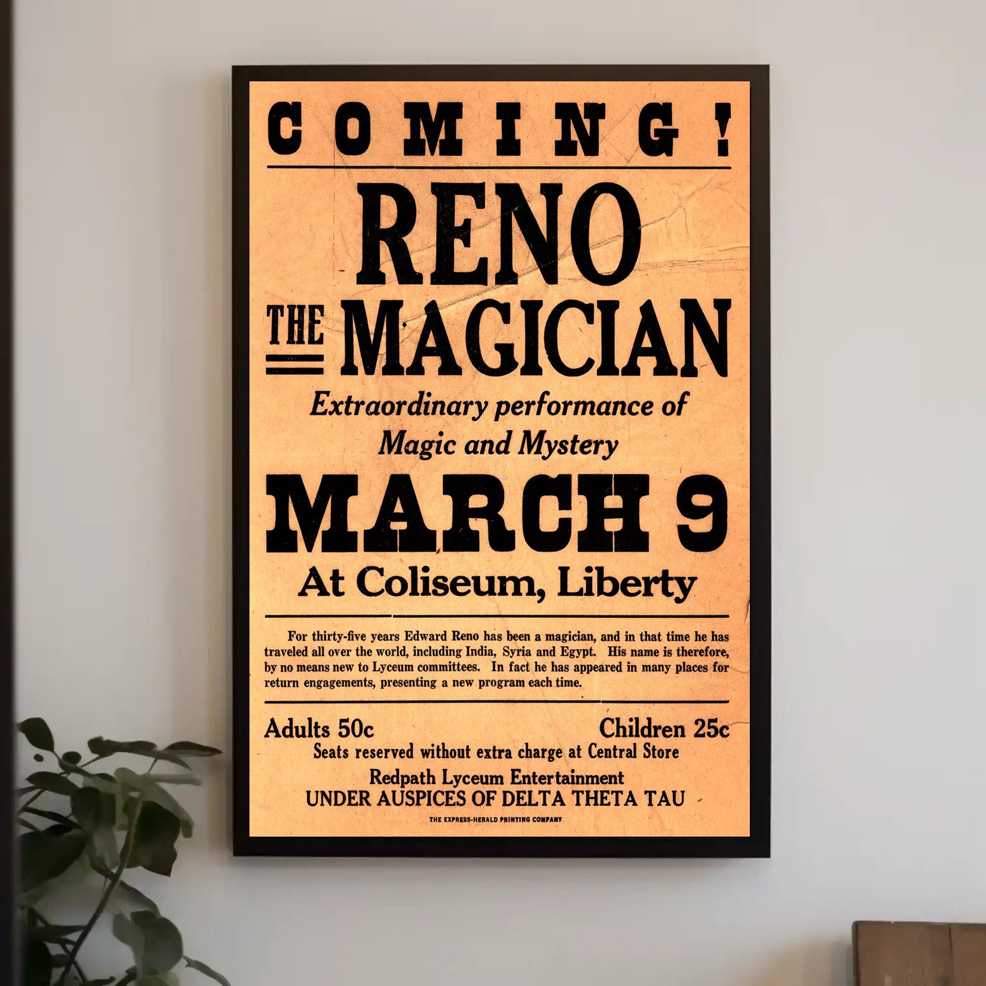Vintage Magic Show Poster: Reno Performance Historical Poster