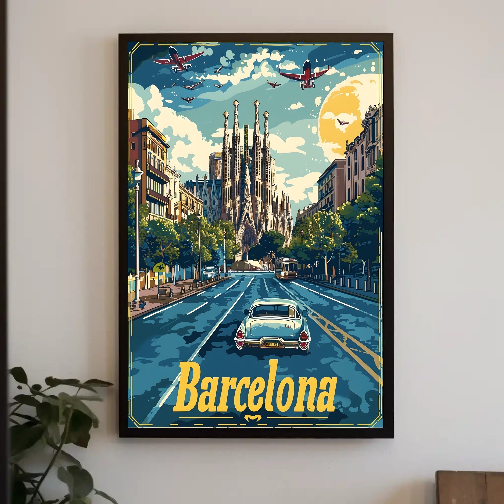 Barcelona Retro Travel Poster
