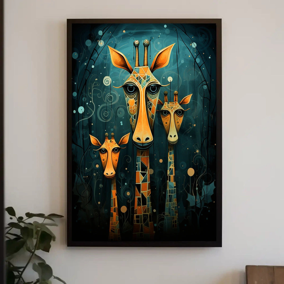 Giraffe Mosaic Surreal Art Poster: Whimsical Abstract Artistic Poster