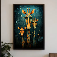 Giraffe Mosaic Surreal Art Poster: Whimsical Abstract Artistic Poster