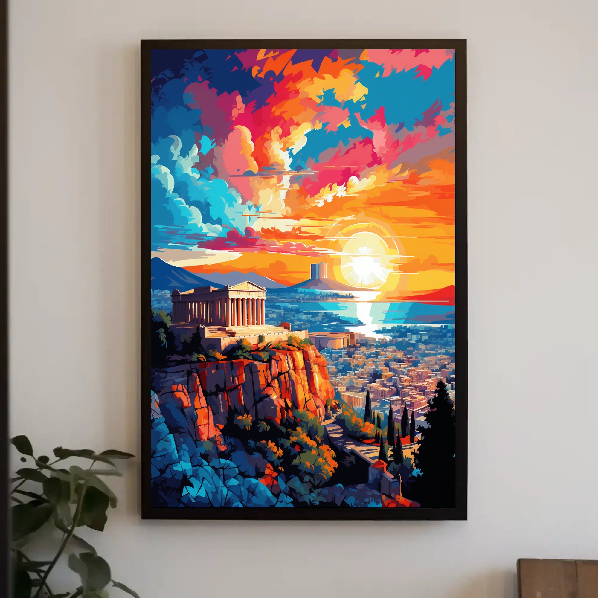 Vibrant Athens Sunset Poster