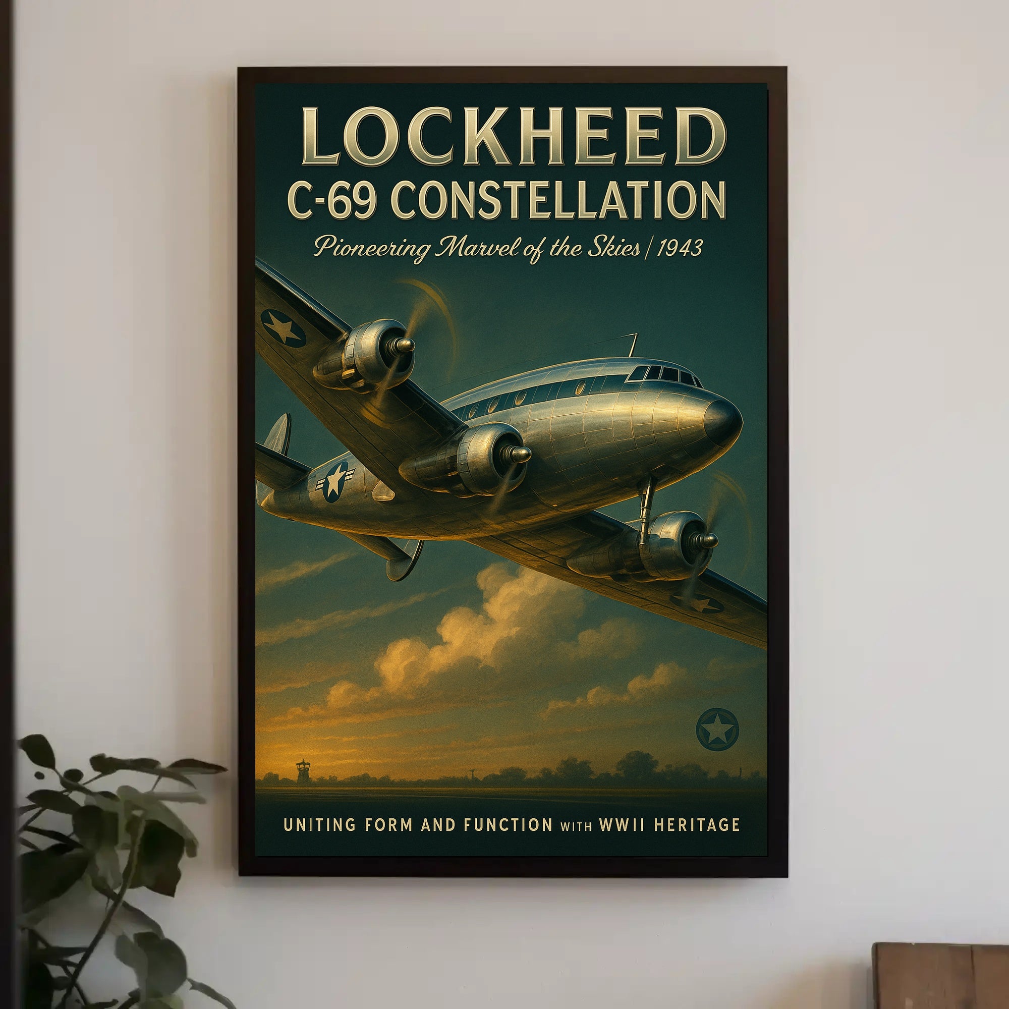 Lockheed Constellation Vintage Aviation Poster Print