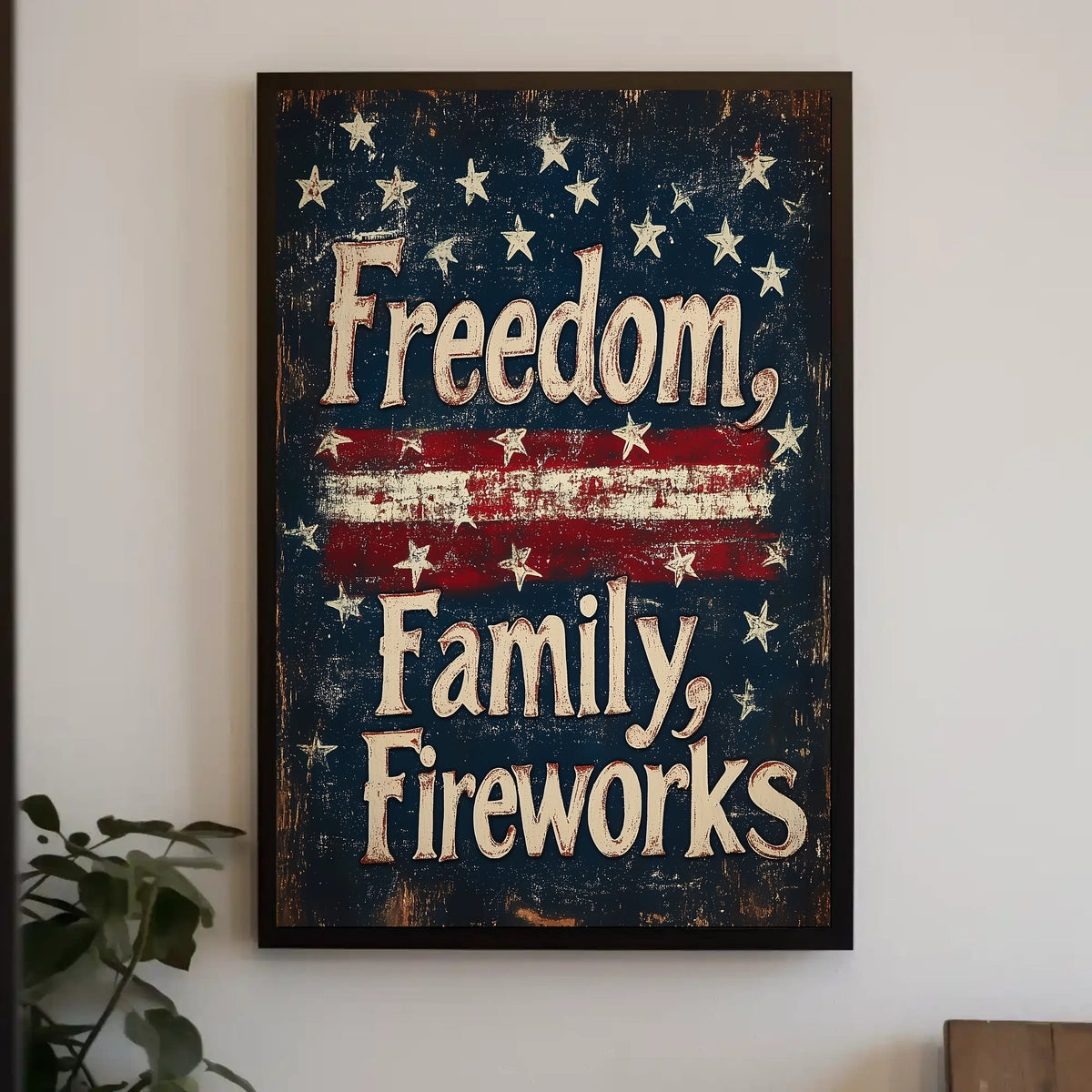Freedom Family Fireworks Patriotic Wall Art Decor Poster