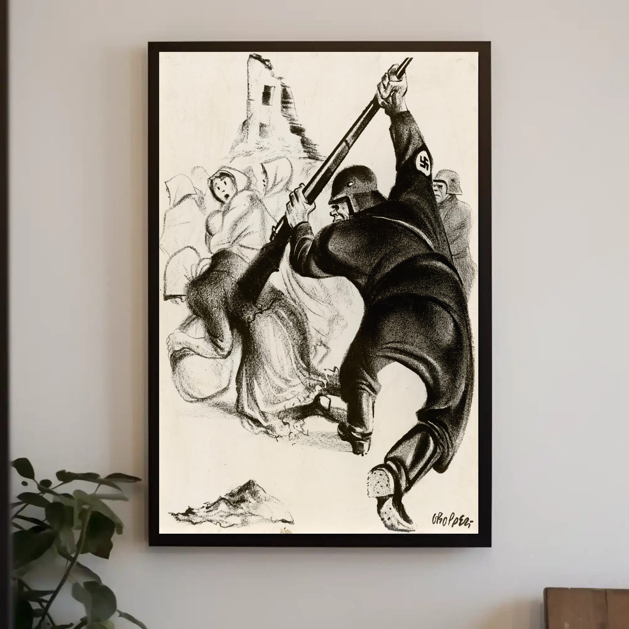 Oppression Depicted in Wartime Illustration Poster PosterGoat