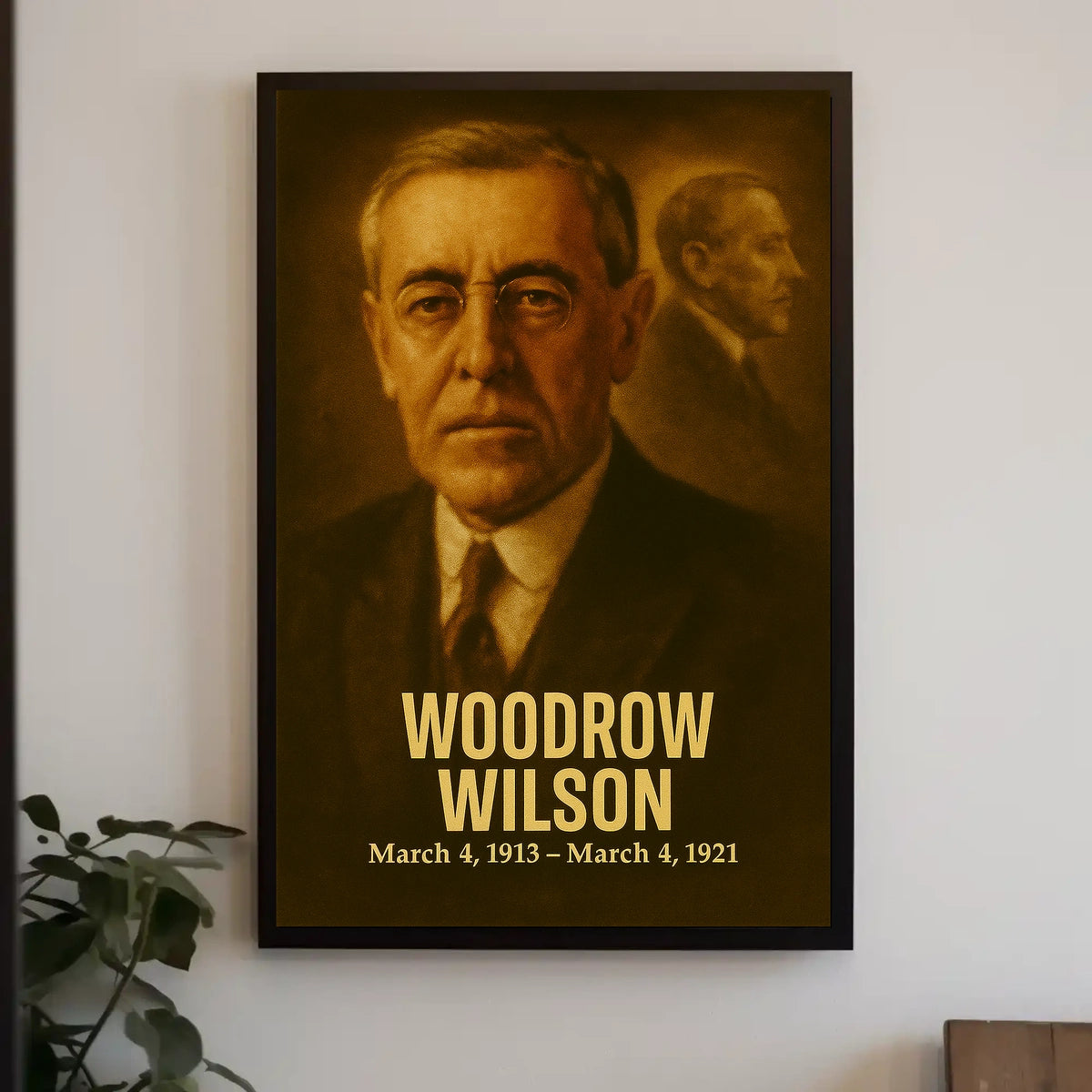 Woodrow Wilson Presidential Poster Vintage Analog Film Aesthetic Wall Art Historical Portrait Print