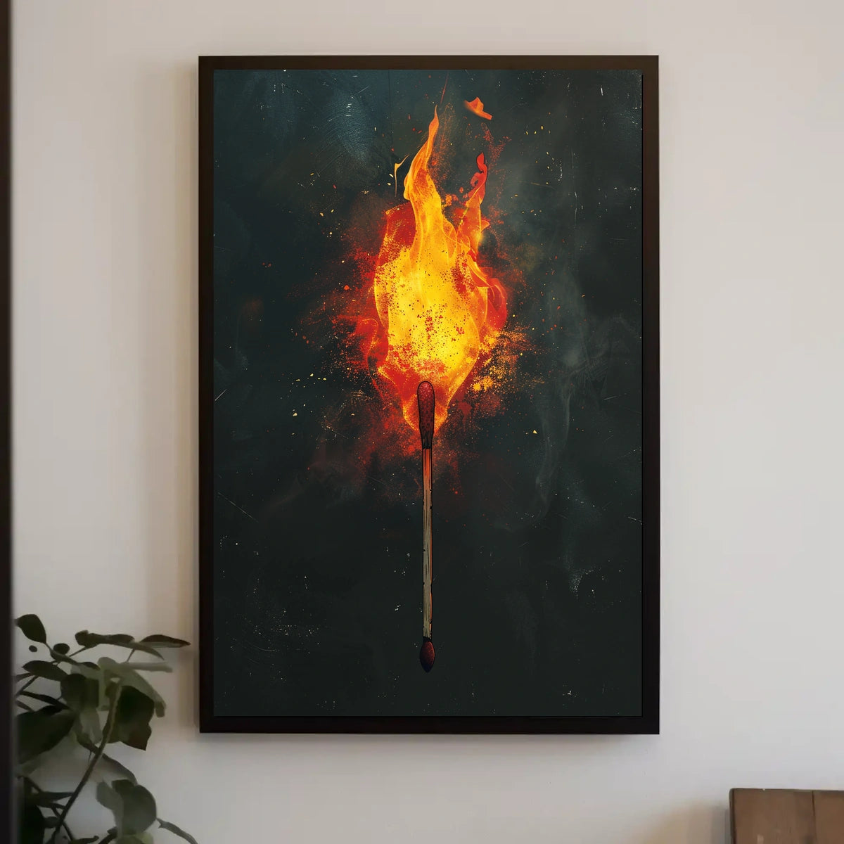 Ignite Your Space: Ablaze Matchstick Art Poster