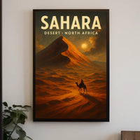 Sahara Desert Camel Adventure Travel Cinematic Poster