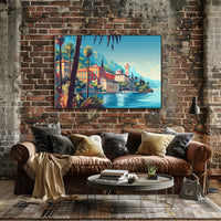 Mediterranean Coastal Escape: Vintage Travel Poster Art