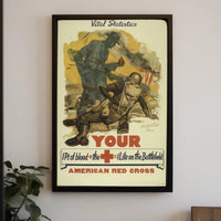 WWII Soldier's Call: Blood Donation Propaganda Poster