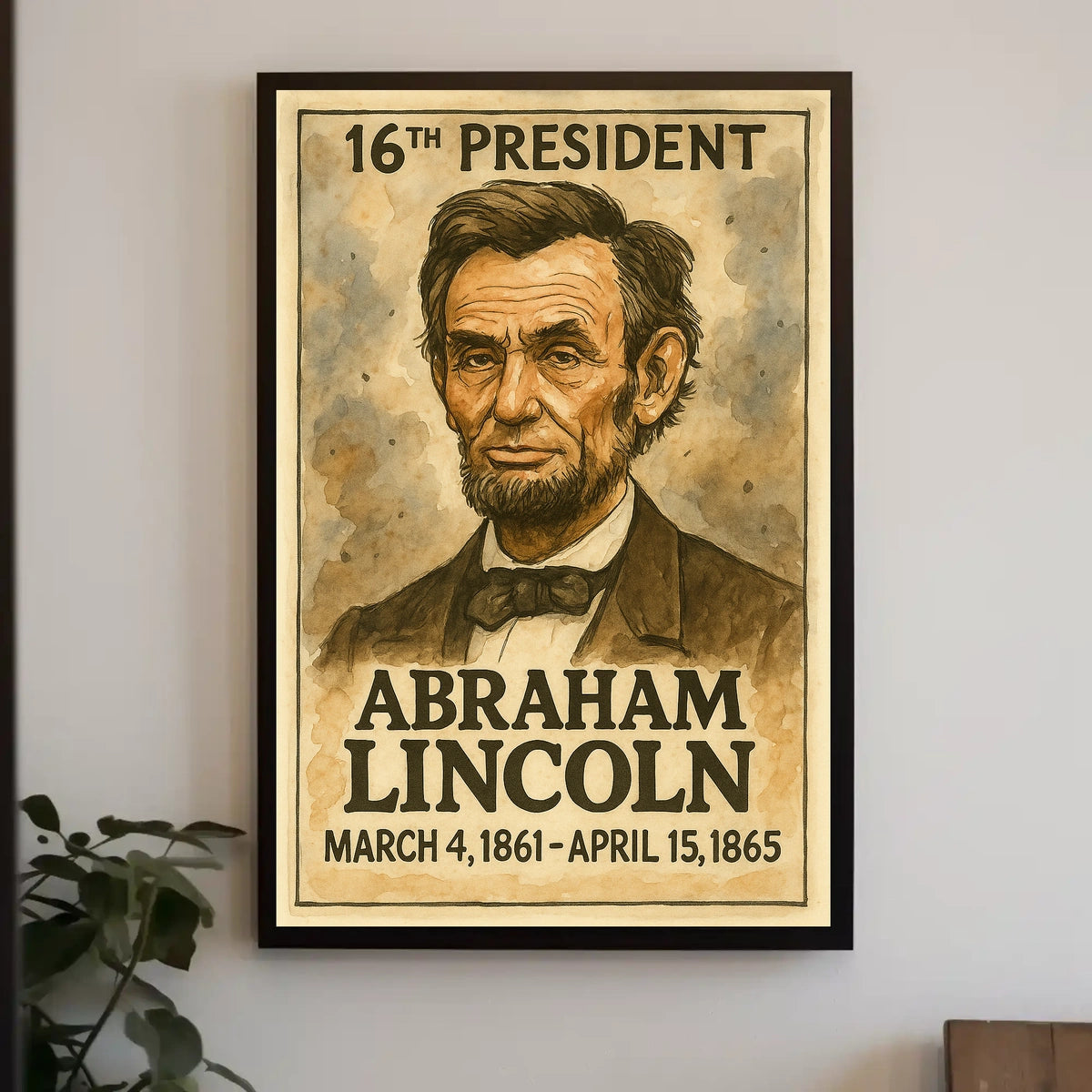 Abraham Lincoln 16th President of the United States Exaggerated Cartoon Sketch Poster