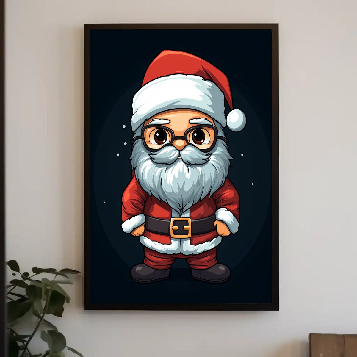 Santa Claus Cartoon Christmas Poster: Festive Holiday Art