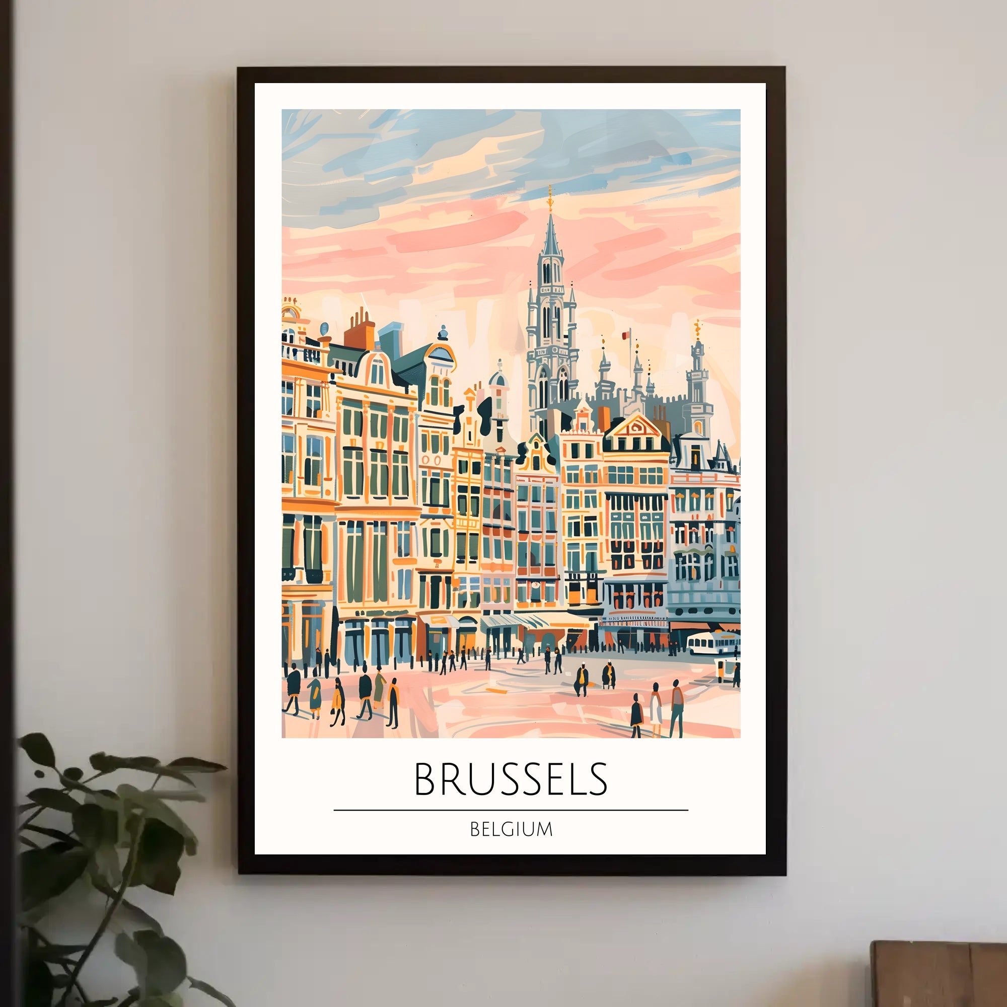 Brussels Cityscape Illustration Poster PosterGoat