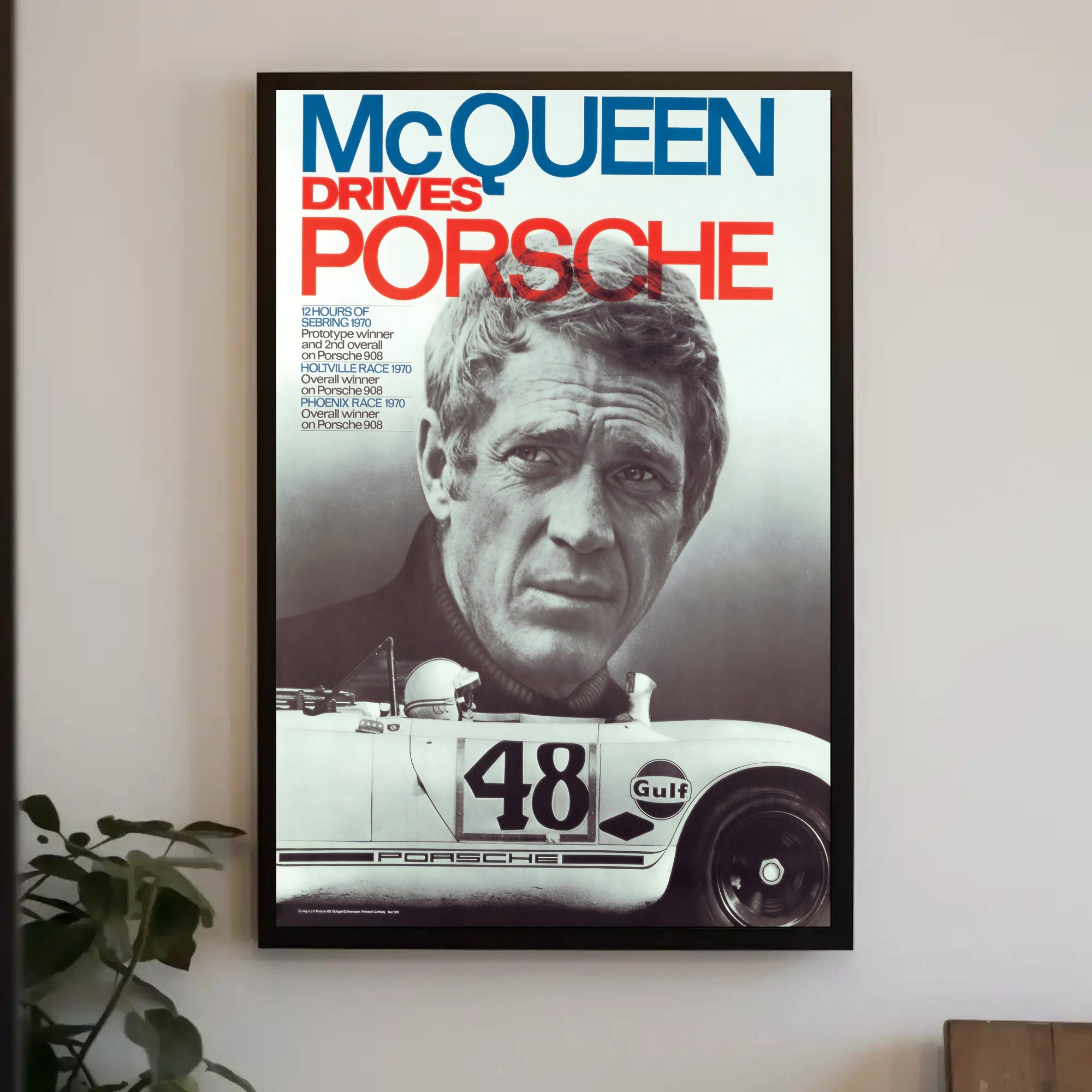 McQueen Drives Porsche Poster