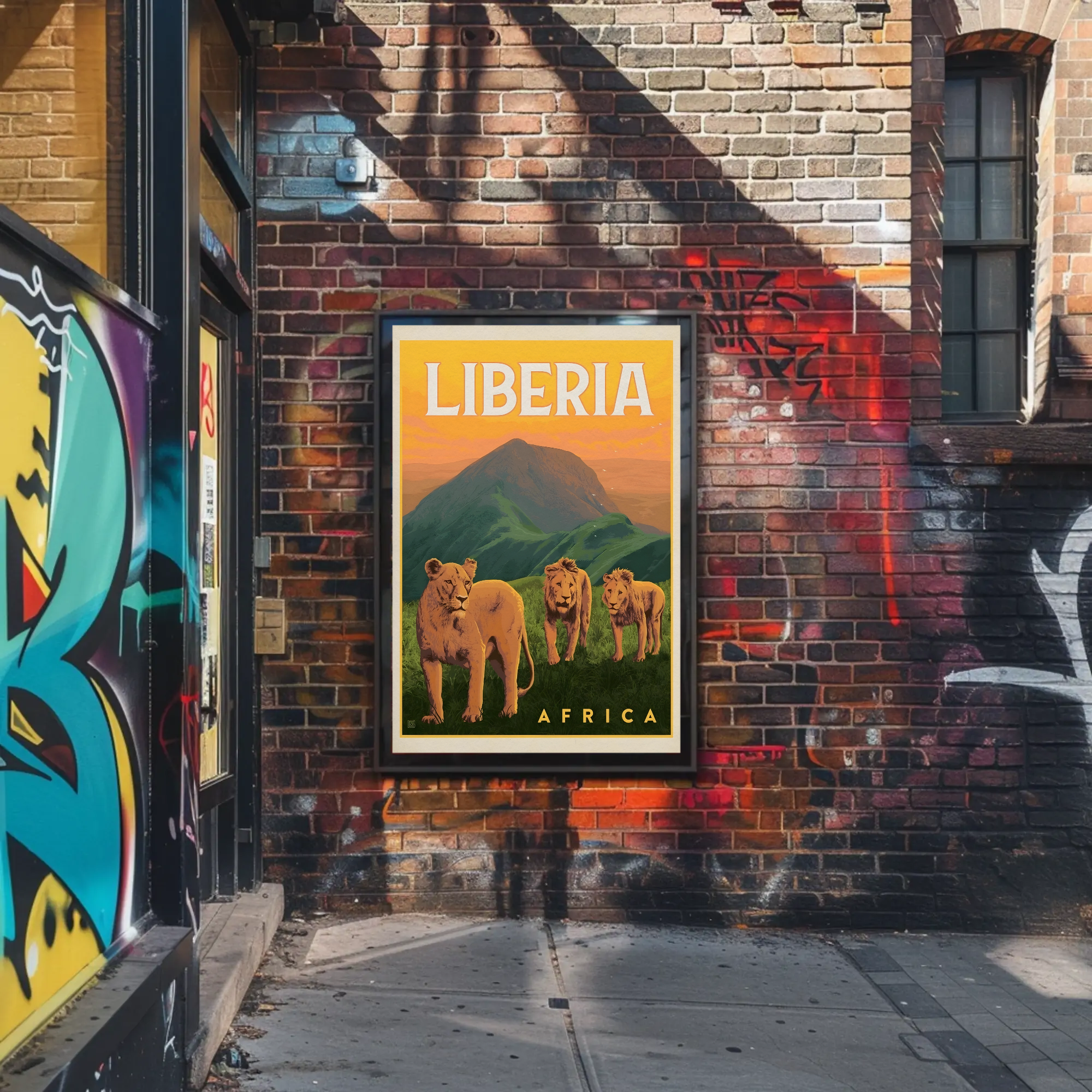 Liberia Wildlife Adventure Vintage Travel Poster