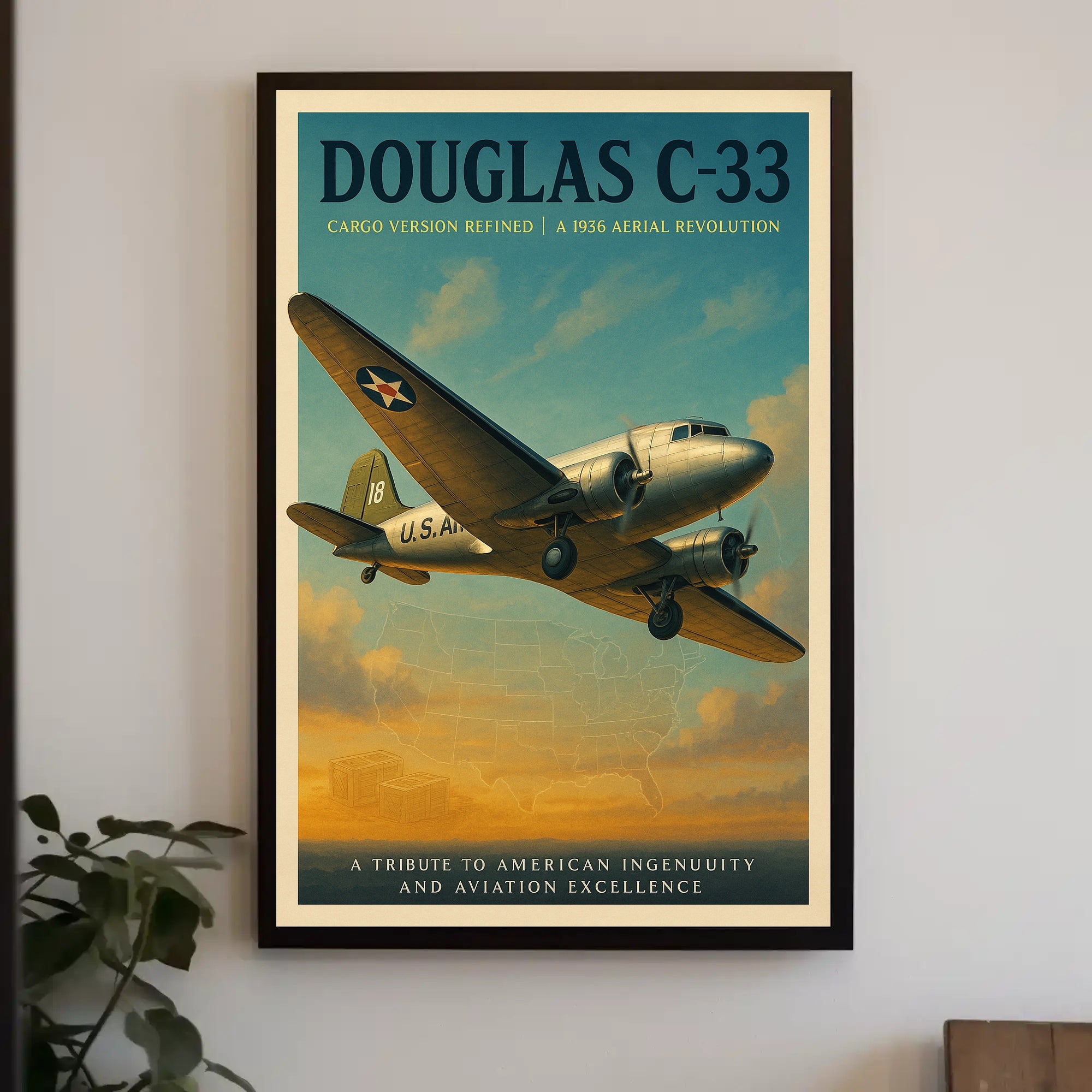 Douglas C-33 Vintage Aviation Poster Print