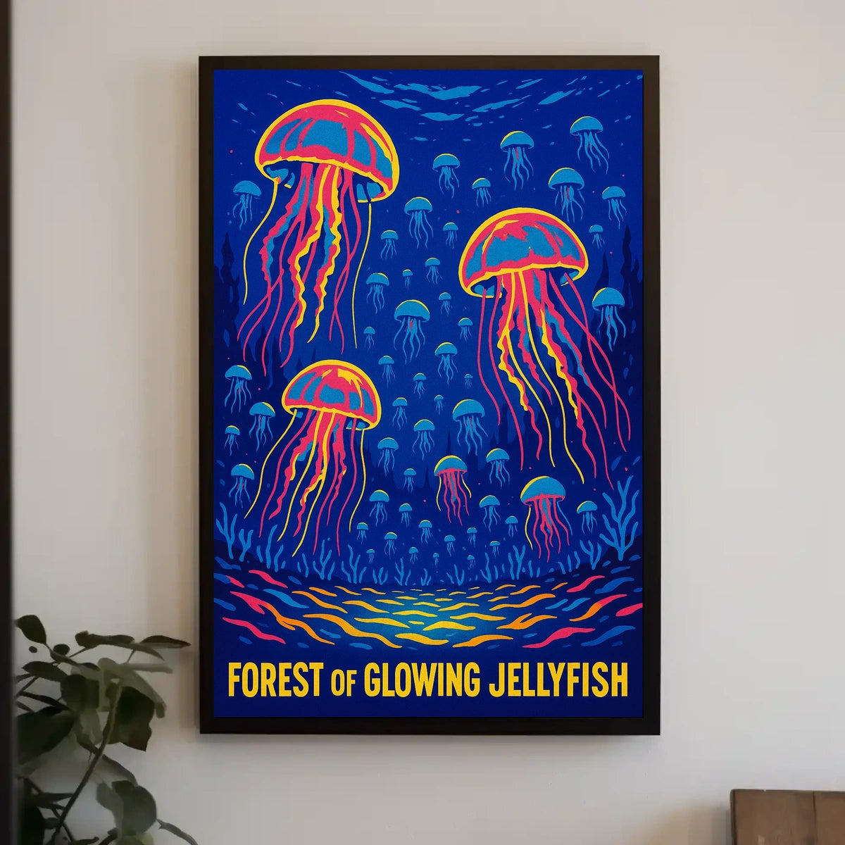 Forest of Glowing Jellyfish Poster