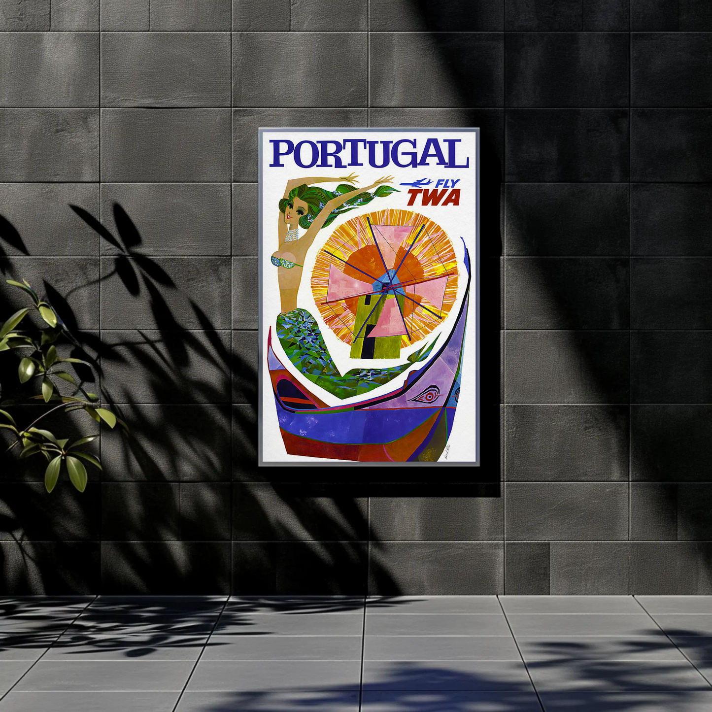 Fly TWA to Portugal Vintage Travel Poster