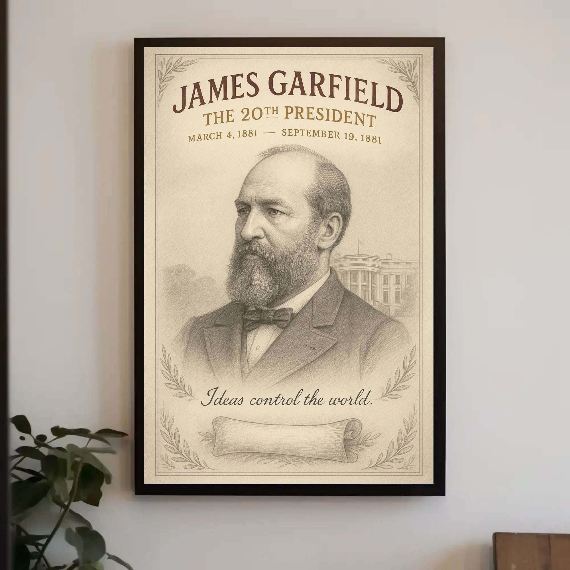 James Garfield 20th President Sketch Poster Art Print PosterGoat