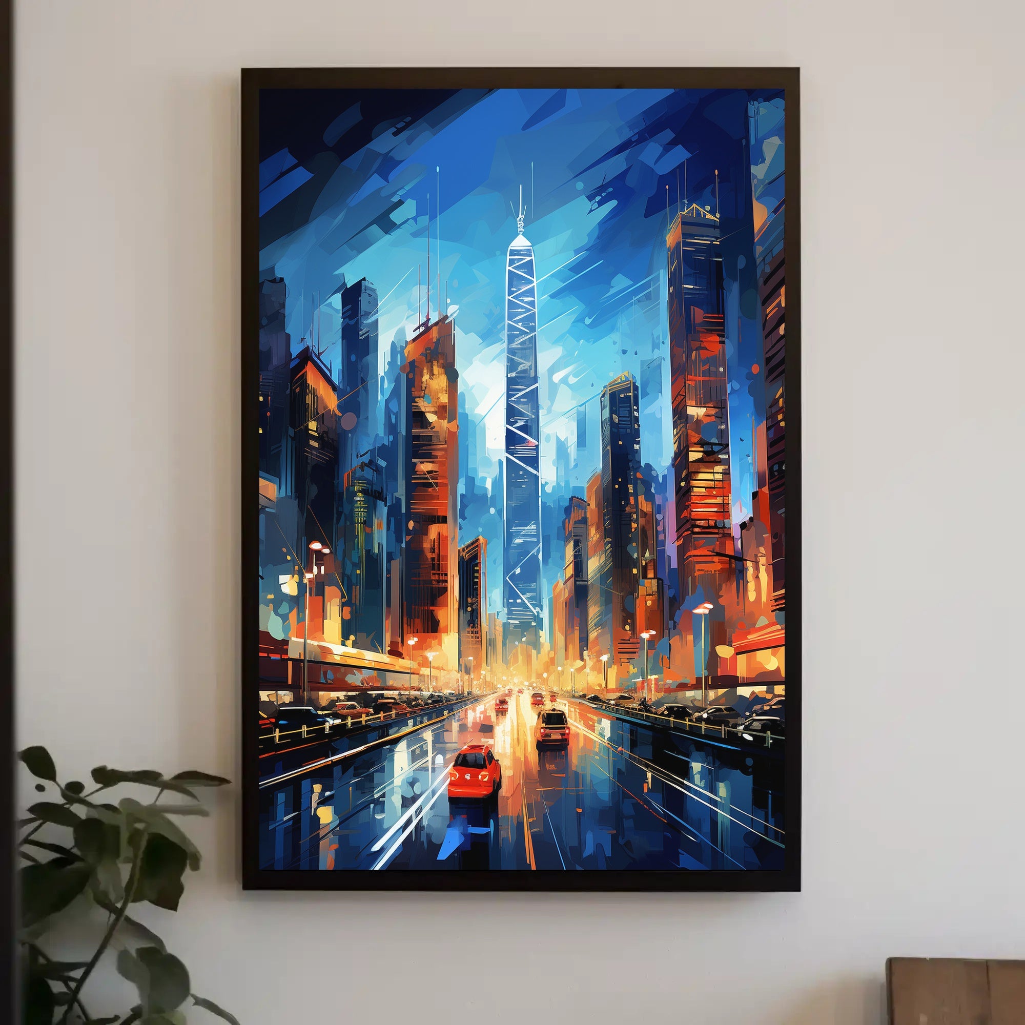 Dynamic Cityscape Skyscraper Modern Art Futuristic Sci-Fi Poster