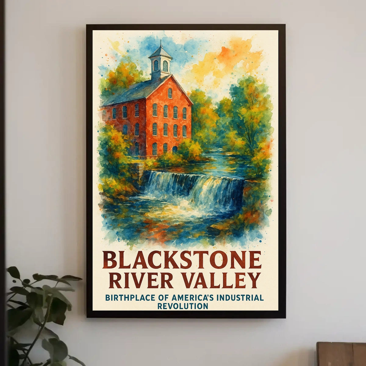 Blackstone River Valley Watercolor Historical Art Poster