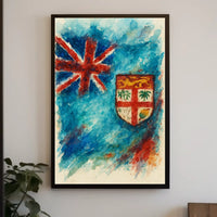 Fiji Flag Watercolor Art Poster