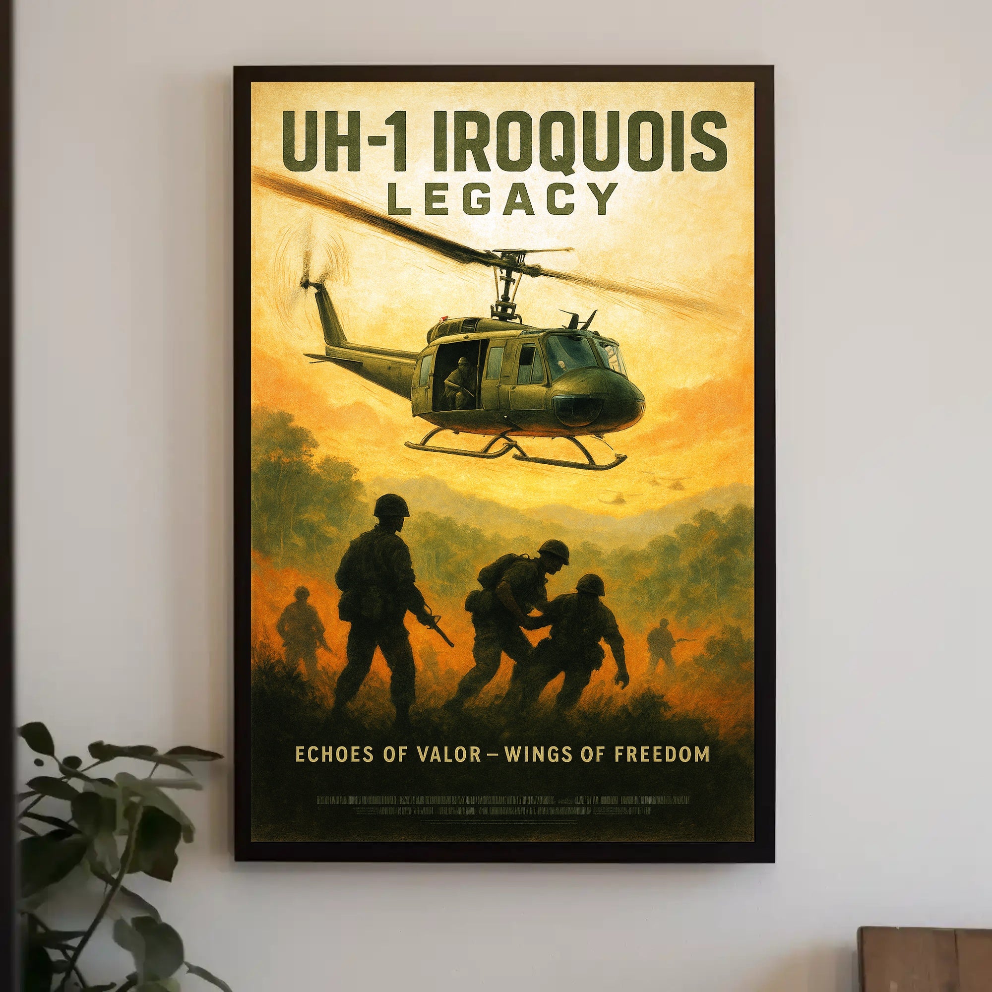 Huey Helicopter Vietnam War Historical Poster