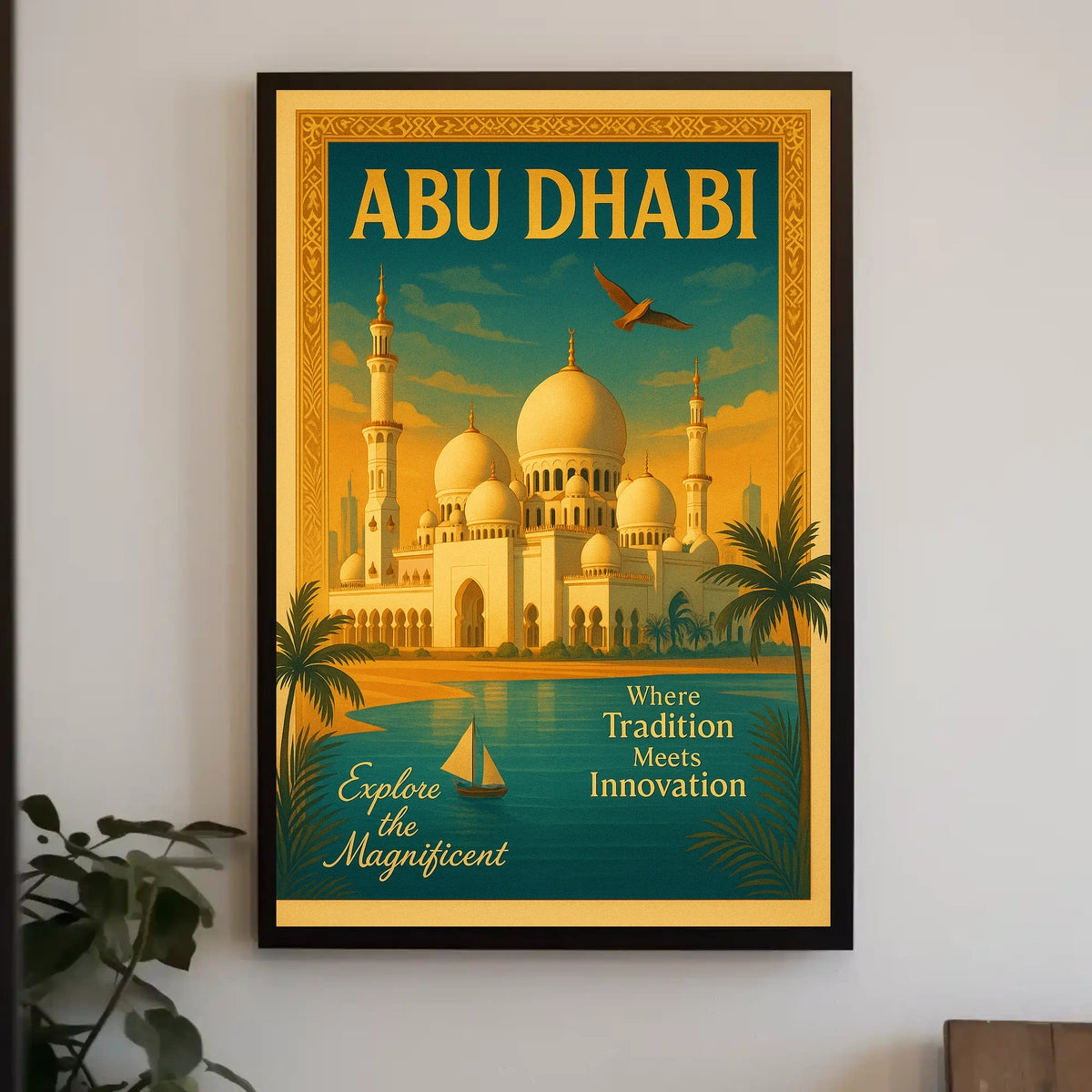 Abu Dhabi Grandeur Vintage Travel Poster