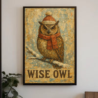 Forest Owl Watercolor Landscape Scene Nature Woodland Habitat Decor Poster