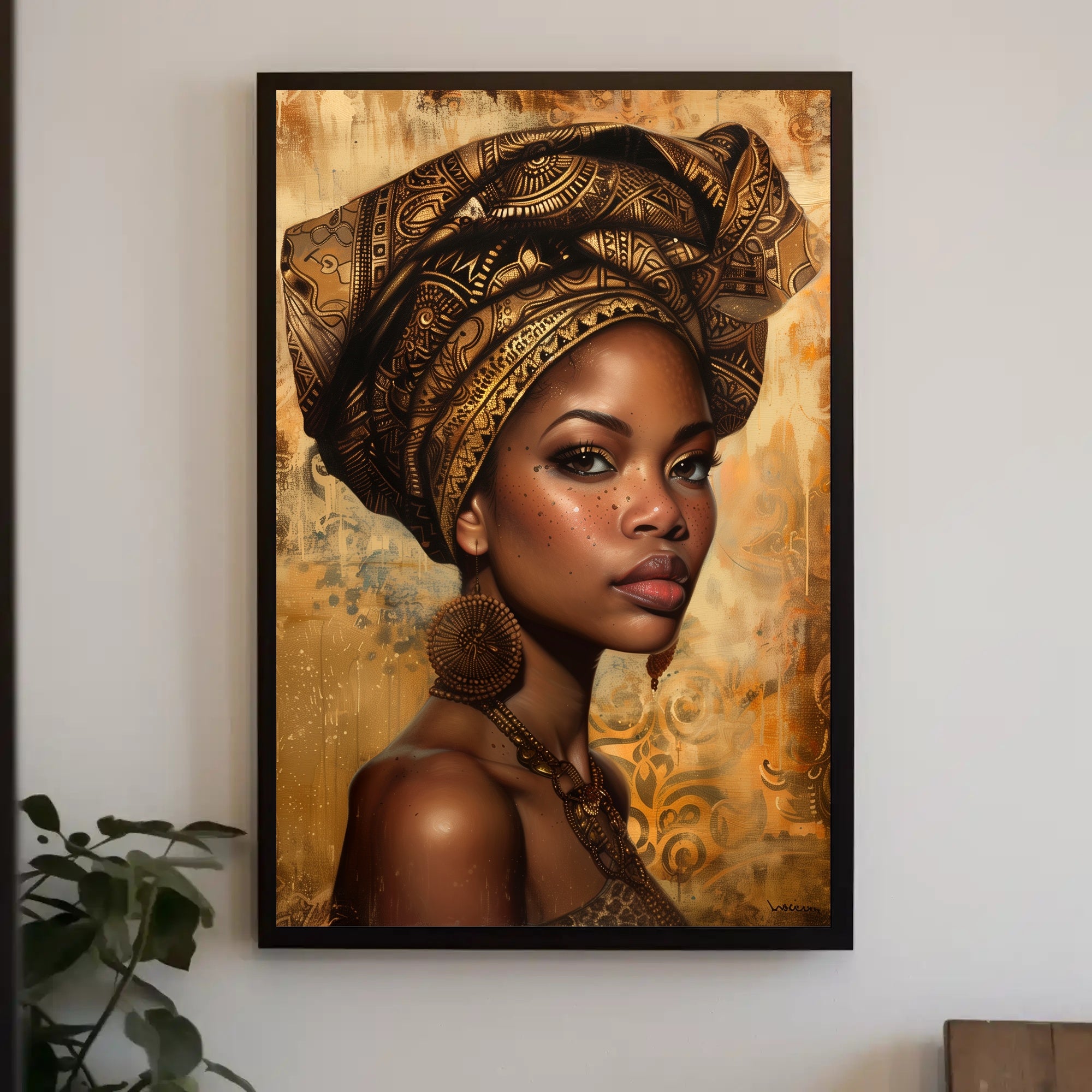 African Woman with Intricate Headwrap Cultural or Heritage Poster