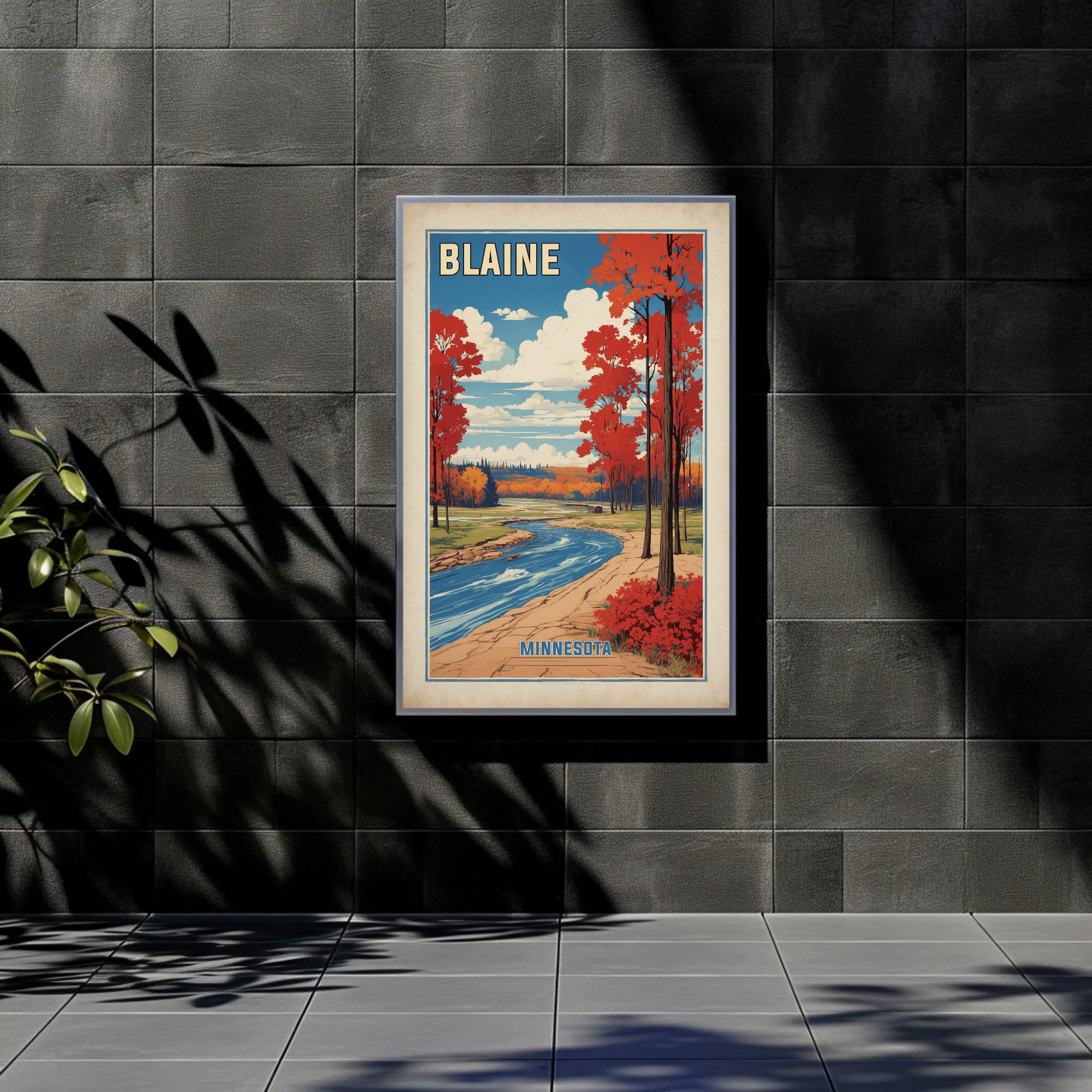 Blaine Minnesota Cityscape Art Print Vintage Travel Poster