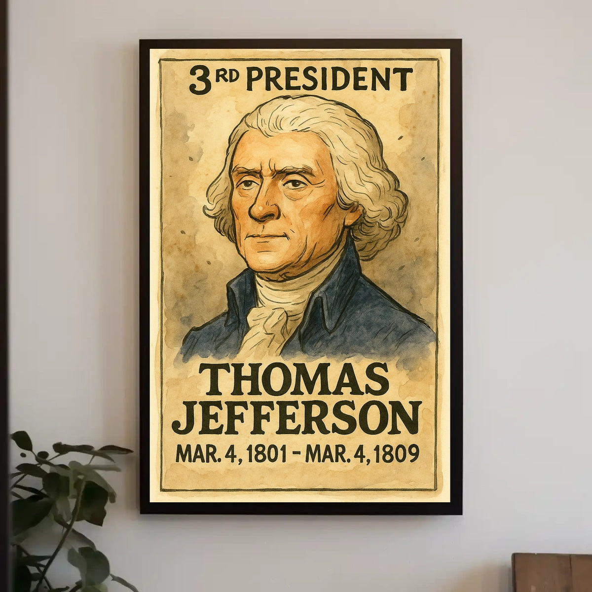 Thomas Jefferson 3rd President of the United States Exaggerated Cartoon Sketch Poster