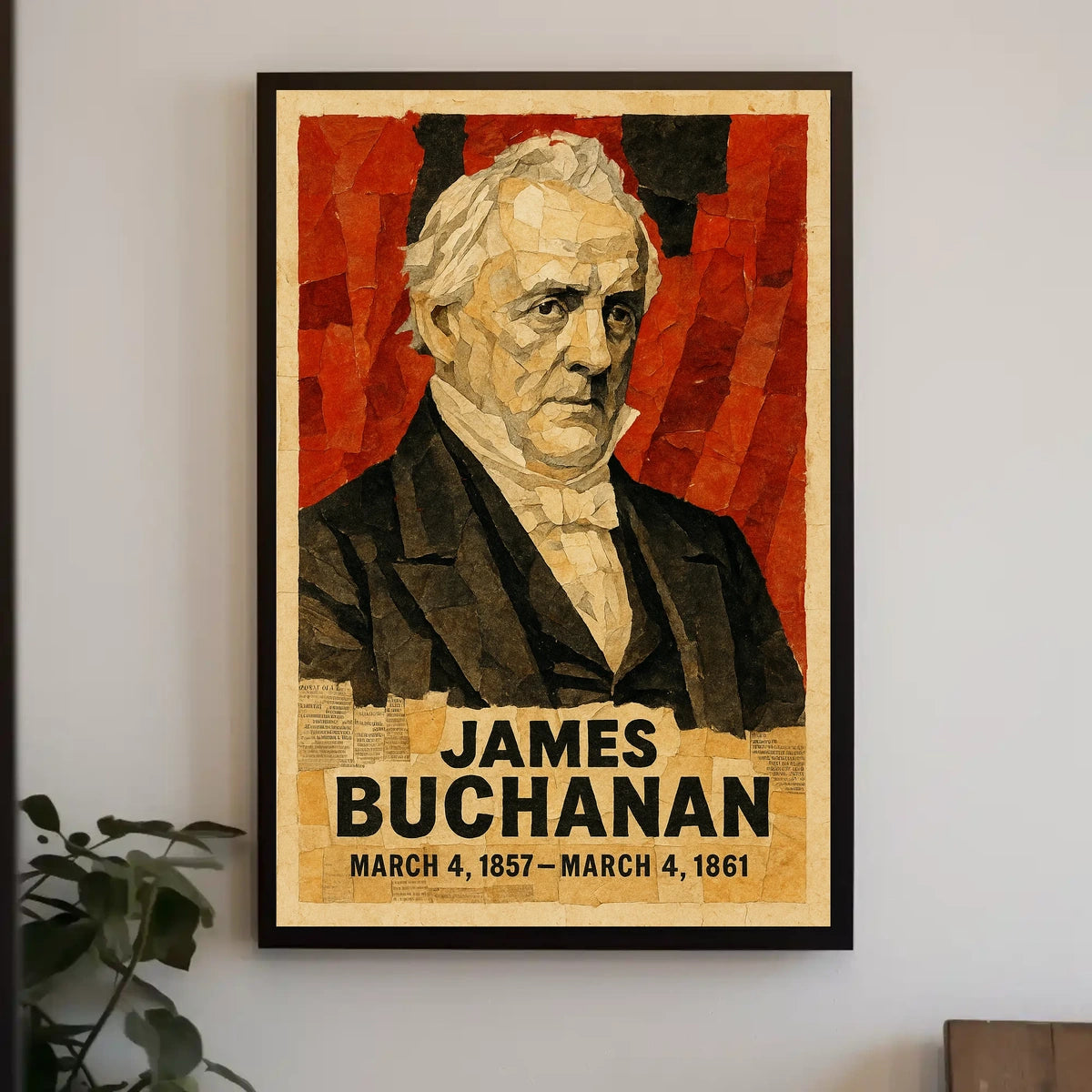 James Buchanan 15th President of the United States Layered paper Collage Poster