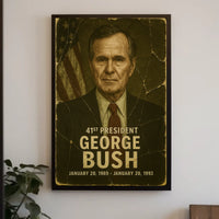 George H. W. Bush 41st President of the United States Damaged Photograph Poster