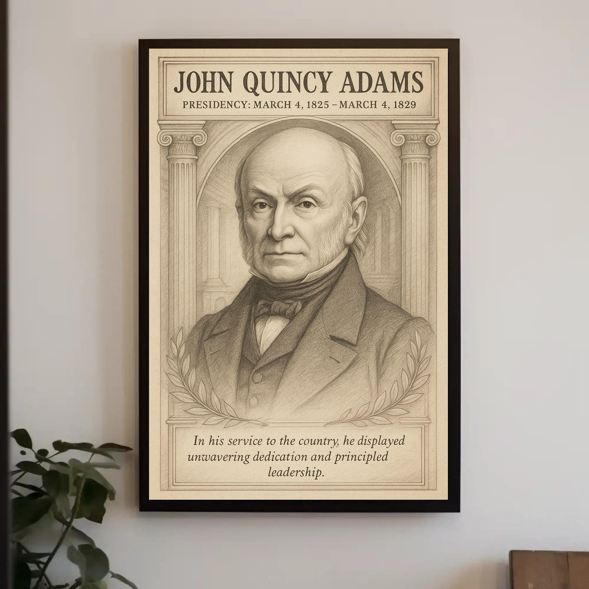 John Quincy Adams 6th President Sketch Poster Wall Art Print PosterGoat