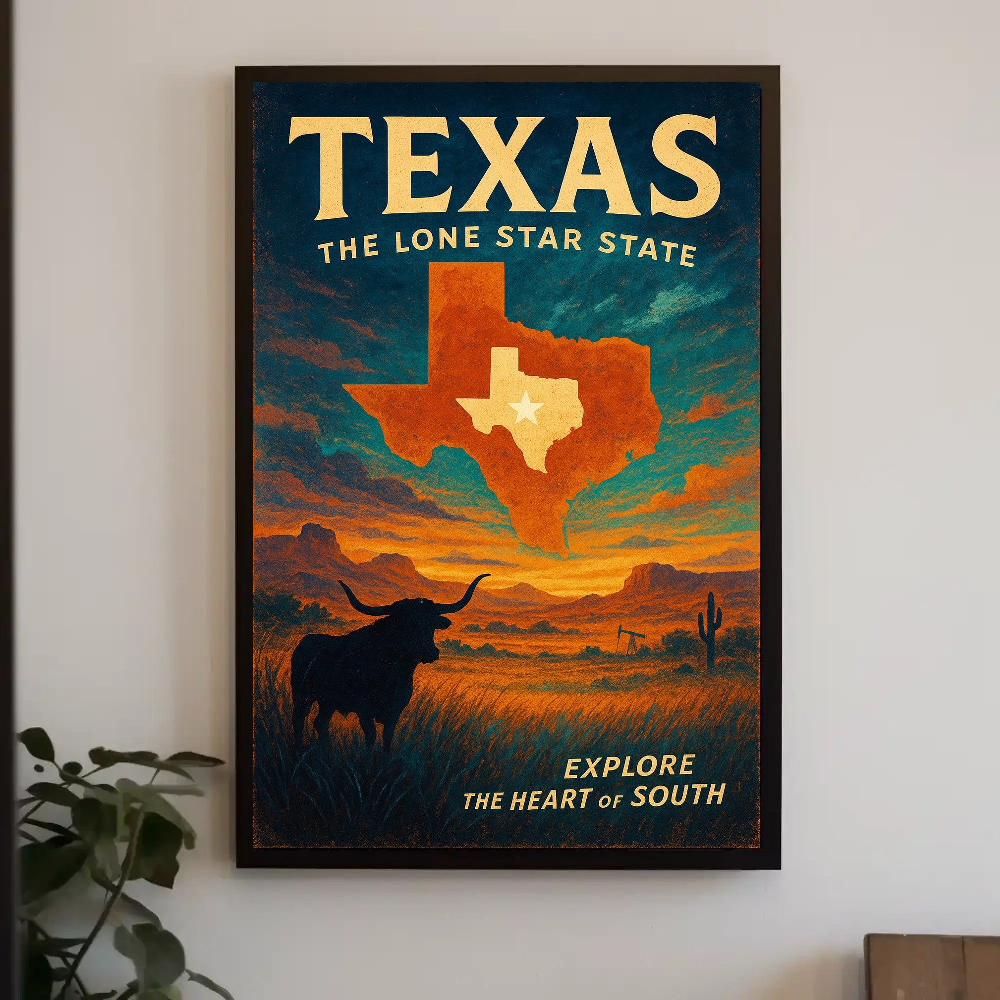 Texas Vintage Travel Poster Wall Art Print