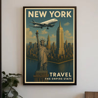 New York City Skyline Poster Vintage Travel Wall Art