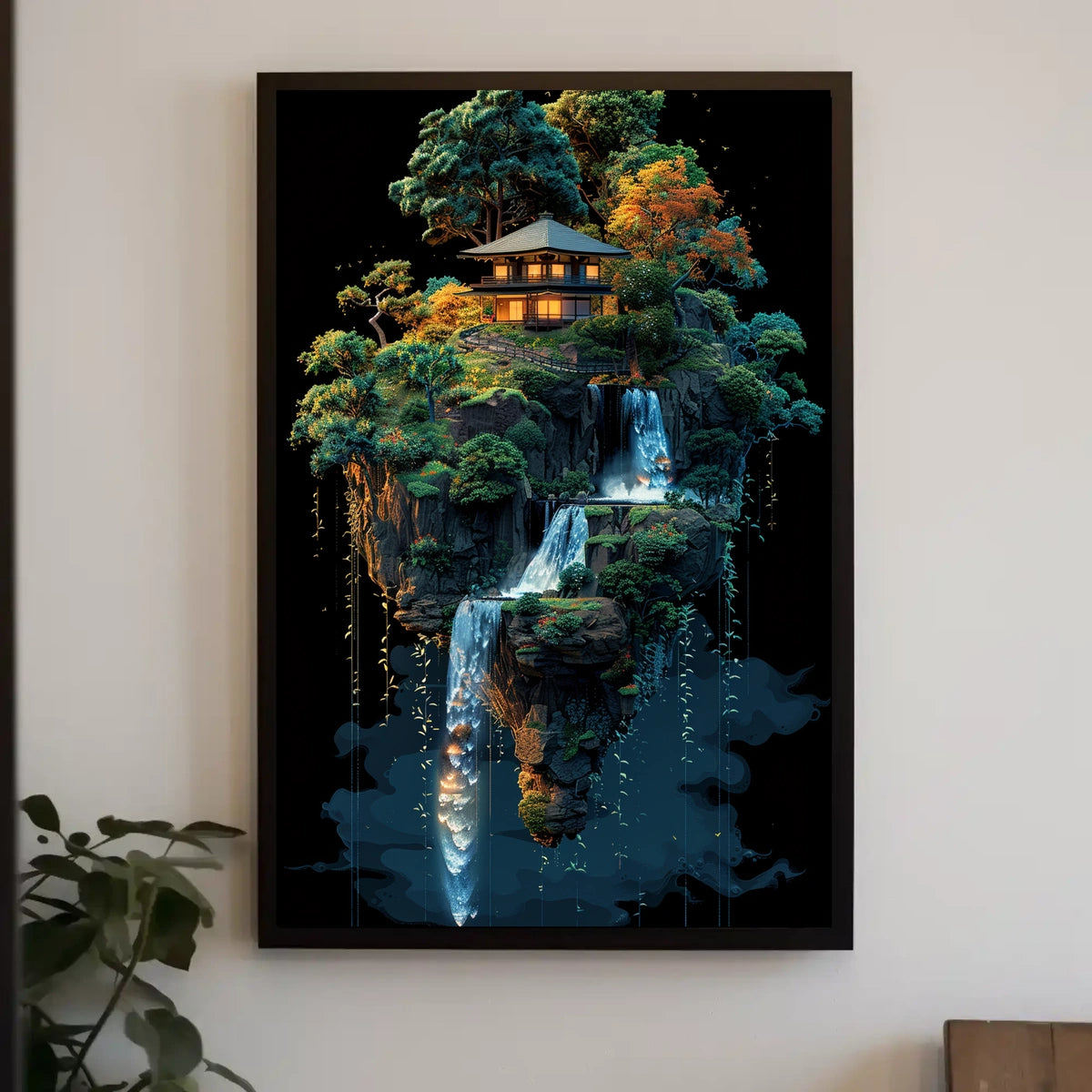 Tranquil Oasis Sky Floating Island Surrealism Poster