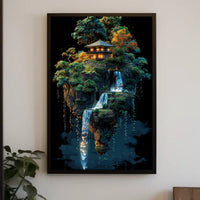 Tranquil Oasis Sky Floating Island Surrealism Poster