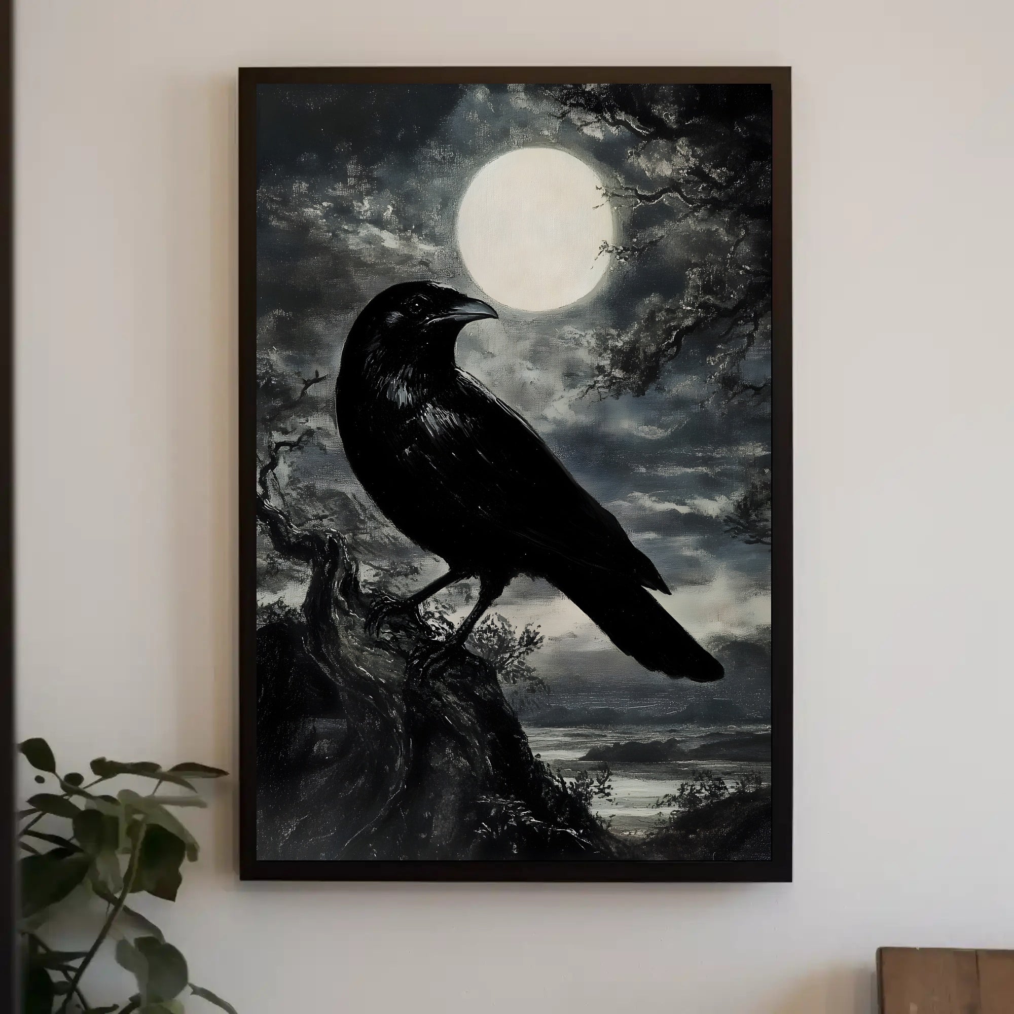 Mystical Crow in Moonlight Animal Poster PosterGoat