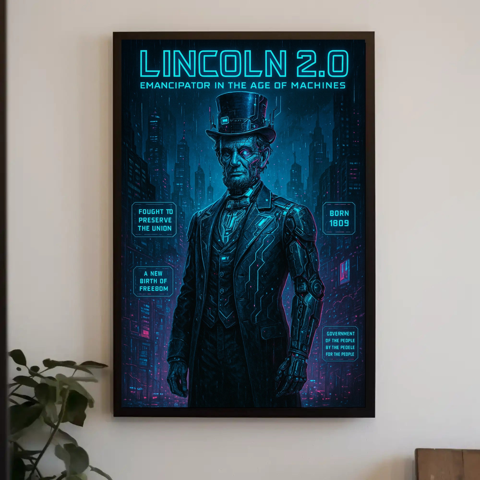 Lincoln 2.0 Emancipator in the Age of Machines Poster PosterGoat