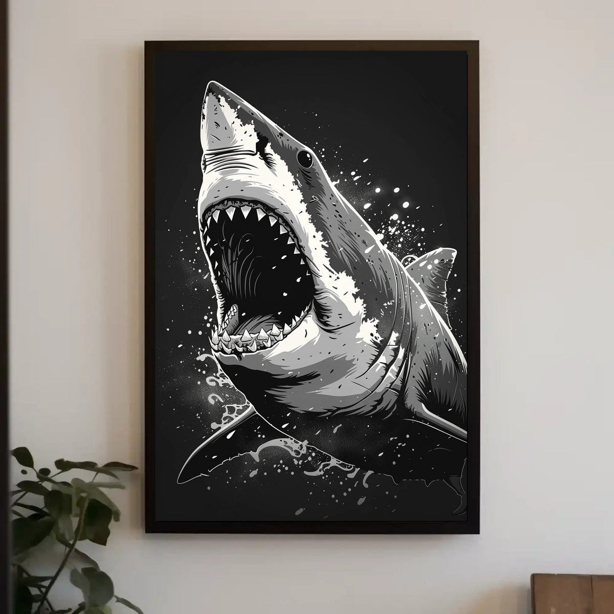 Ferocious Shark Illustration Poster