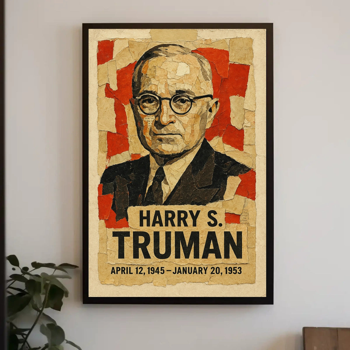 Harry S. Truman 33rd President of the United States Layered paper Collage Poster