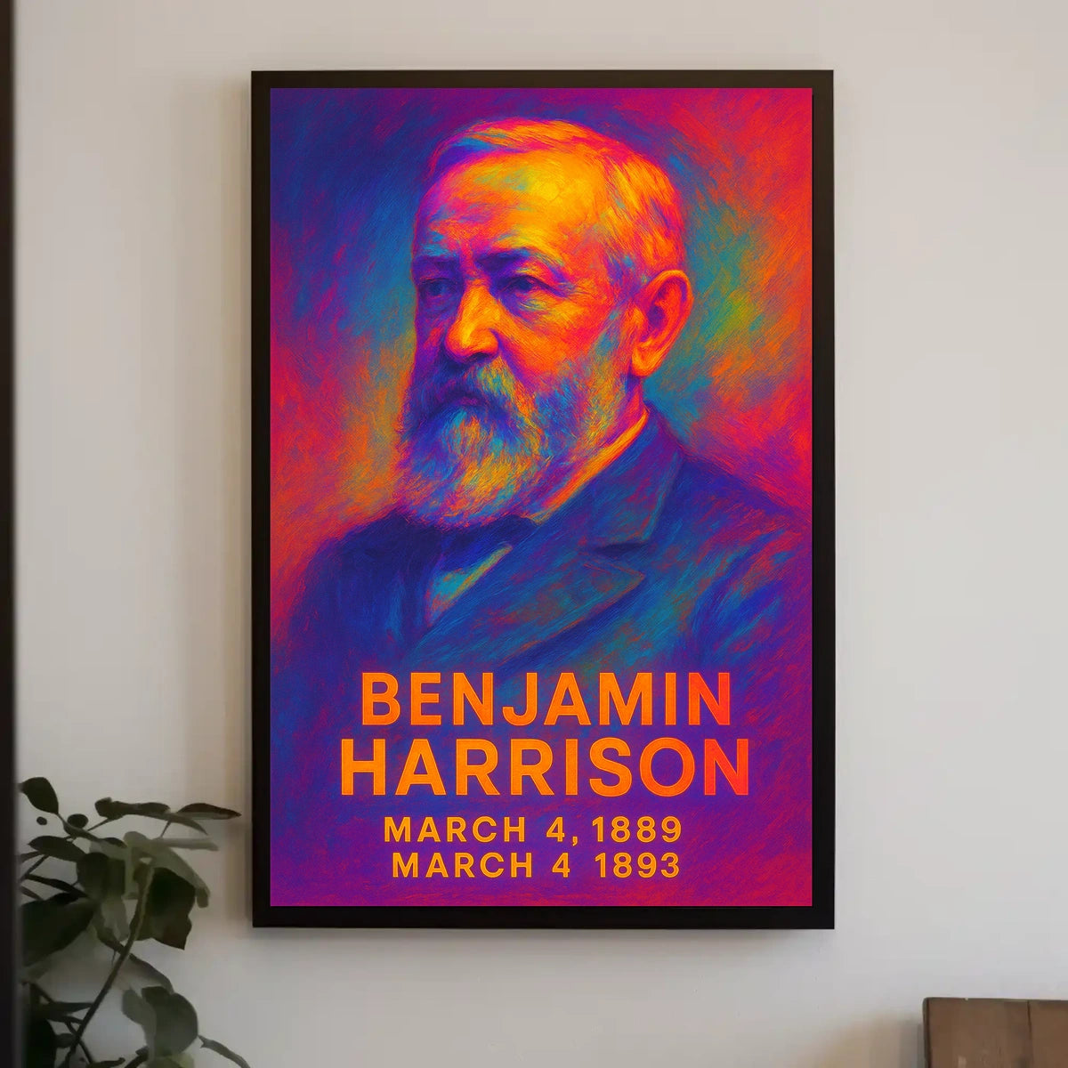 Benjamin Harrison 23rd President of the United States Neon Gradient Overlay Poster