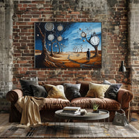 Surreal Barren Landscape with Clocks Artistic Poster