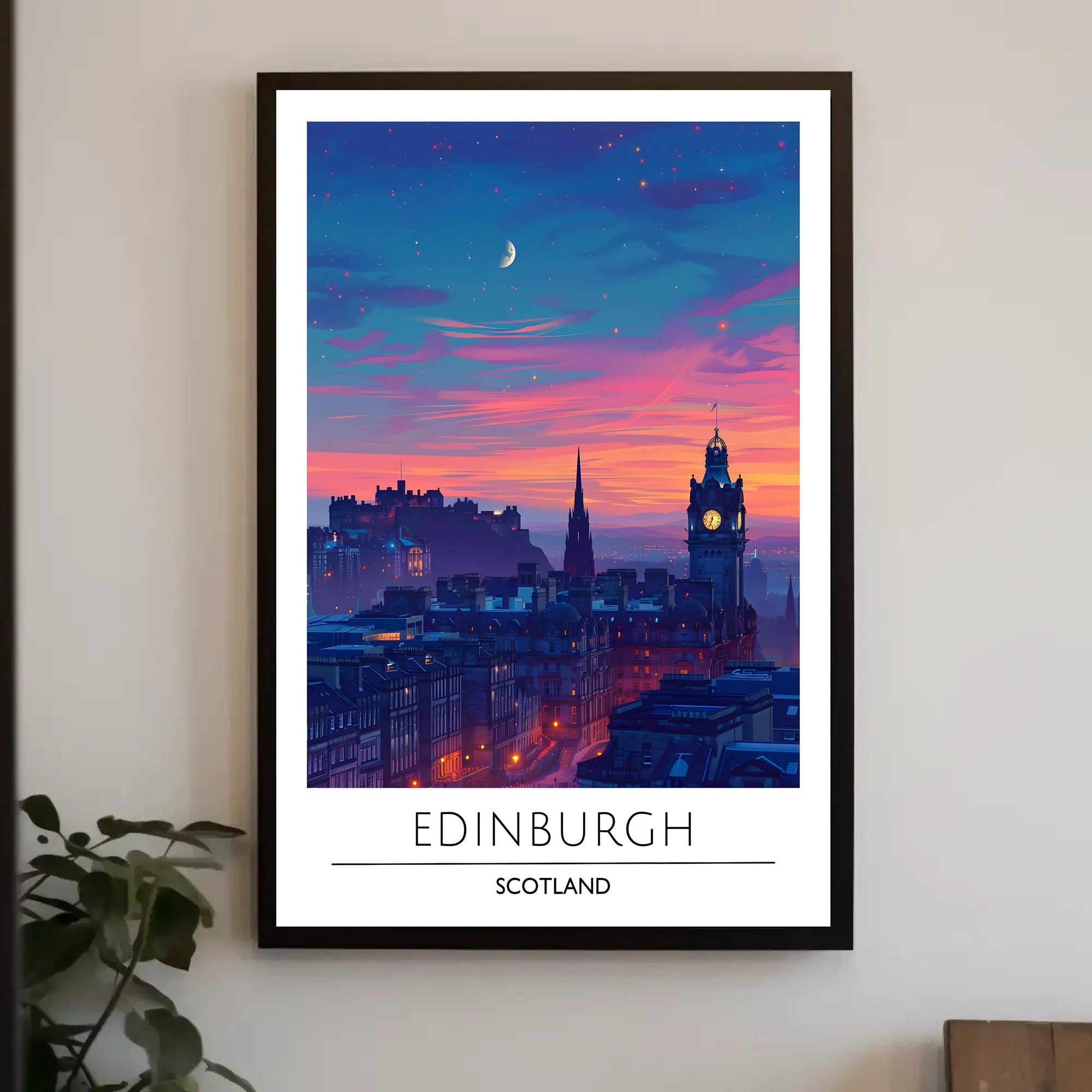 Edinburgh Evening Skyline Travel Poster
